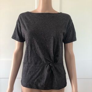 Gap Charcoal Heather Gray Grey Cinch Knotted Long T-Shirt Tee XS